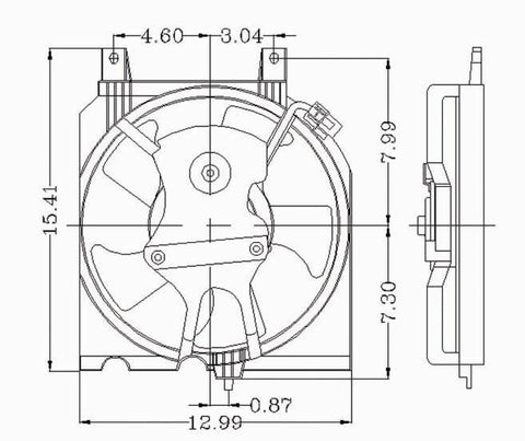 Nissan 95-97 Nissan Sentra 1.6L At Condenser Cooling Fan Assembly (1) Pc Replacement 1995,1996,1997