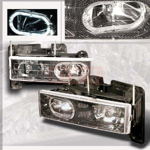 Chevy 1988-1998 Chevrolet Chevy C10 Full Size Halo Headlights/ Head Lamps-Euro Style