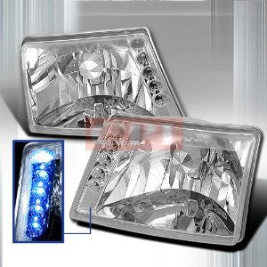 FORD 1998-2001 FORD RANGER LED HEADLIGHTS/ HEAD LAMPS -CHROME-EURO STYLE   1998,1999,2000,2001