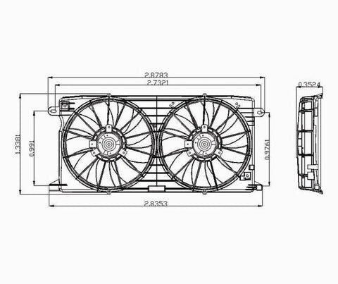 Cadillac 00-05 Cadillac Deville/01-03 Om Auroa 4.0L V8 Radiator & Condenser Cooling Fan Assembly (1) Pc Replacement 2000,2001,2002,2003,2004,2005