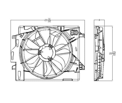 Dodge 08-09 Dodge Caravan/Chrysler Town & Country Radiator & Condenser Cooling Fan Assembly (1) Pc Replacement 2008,2009