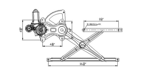 Toyota 01-07 Toyota Highlander Power Window Regulator Assembly Front Rh (1) Pc Replacement 2001,2002,2003,2004,2005,2006,2007