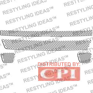 Chevrolet 2007-2008 Chevrolet Silverado Heavy Duty Oval Cut Top 2Pcs Chrome Plated Stainless Steel Punch Grille Insert