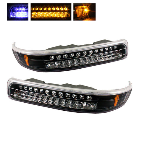 Chevy Silverado 99-02 LED Amber Bumper Lights - Black