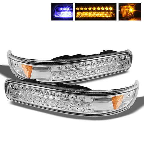 Chevy Silverado 99-02 LED Amber Bumper Lights - Chrome