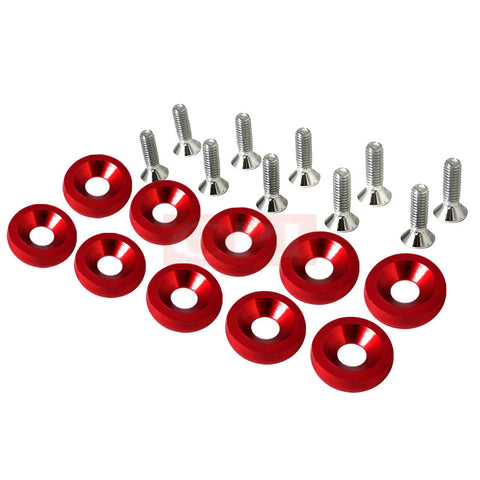 ALL  UNIVERSAL ALL ALUMINIUM WASHER 10mm 10 pieces set - RED     