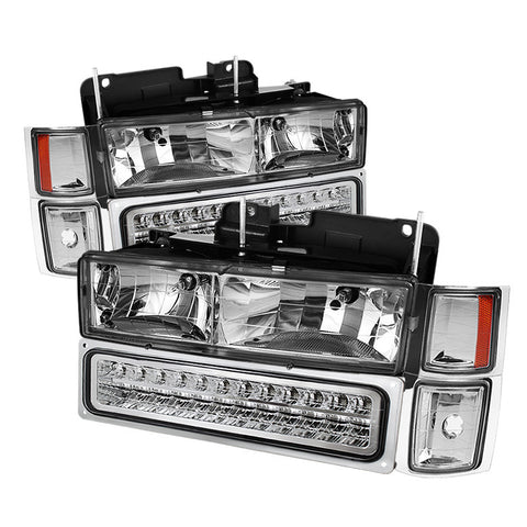 CHEVY 92-94 Blazer Full Size (Wont Fit Seal Beam Headlights) Corner/LED Bumper Headlights - Chrome Euro Headlights-h