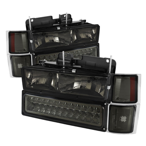 CHEVY 92-94 Blazer Full Size (Wont Fit Seal Beam Headlights) Corner/LED Bumper Headlights - Smoke Euro Headlights-i