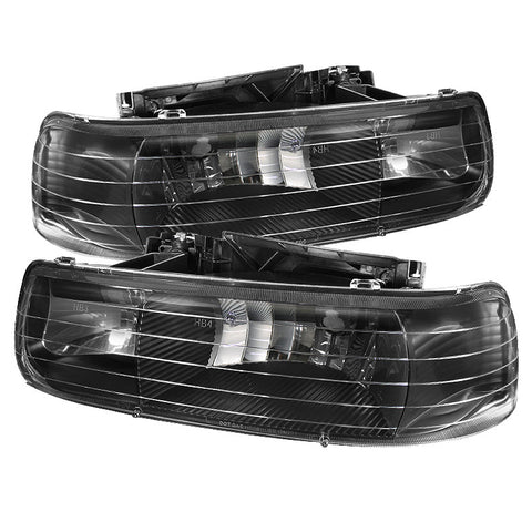 Chevy Silverado 1500/2500 99-02 / Chevy Silverado 3500 01-02 / Chevy Suburban 1500/2500 00-06 / Chevy Tahoe 00-06 Amber Crystal Headlights - Black