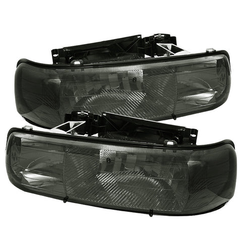 Chevy Silverado 1500/2500 99-02 / Chevy Silverado 3500 01-02 / Chevy Suburban 1500/2500 00-06 / Chevy Tahoe 00-06 Amber Crystal Headlights - Smoke