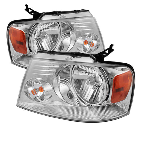 Ford F150 04-08 Amber Crystal Headlights - Chrome