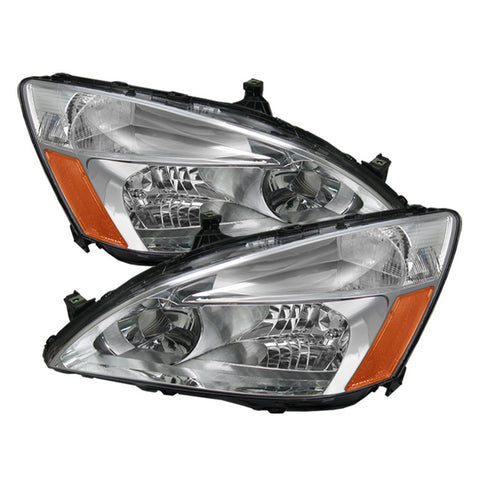 Honda Accord 03-07 Amber Crystal Headlights - Chrome