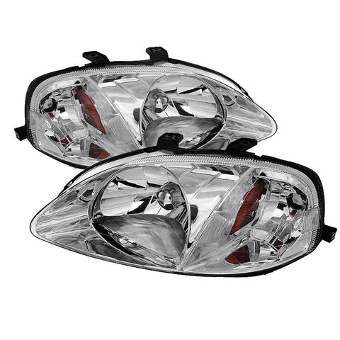 Honda Civic 99-00 Amber Crystal Headlights - Chrome