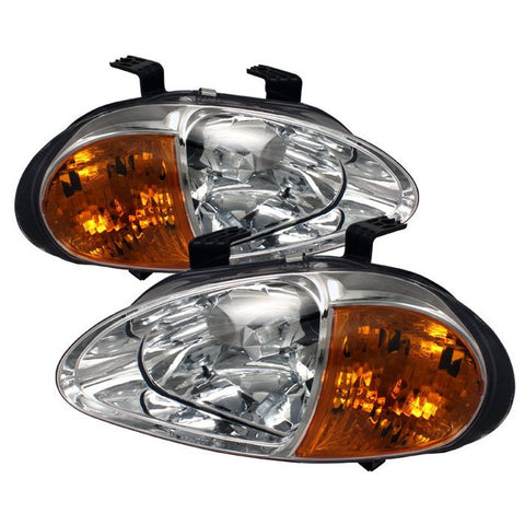 Honda Del Sol 93-97 1PC Amber Crystal Headlights - Chrome