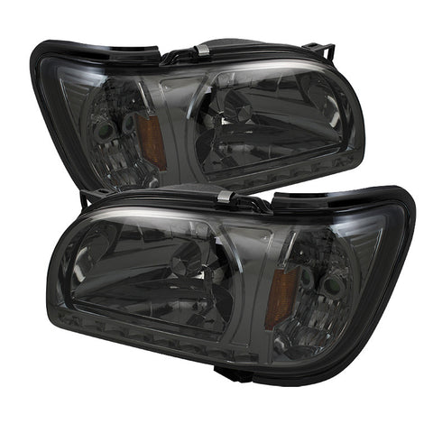 Toyota Tacoma 01-04 1 Piece with Black Trim Corner Crystal Headlights - Smoke