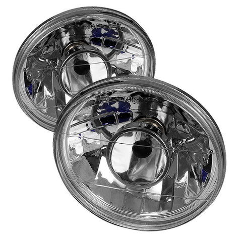 Universal Round Projector Lamp 7 W/ Super White H4 Bulbs - Chrome