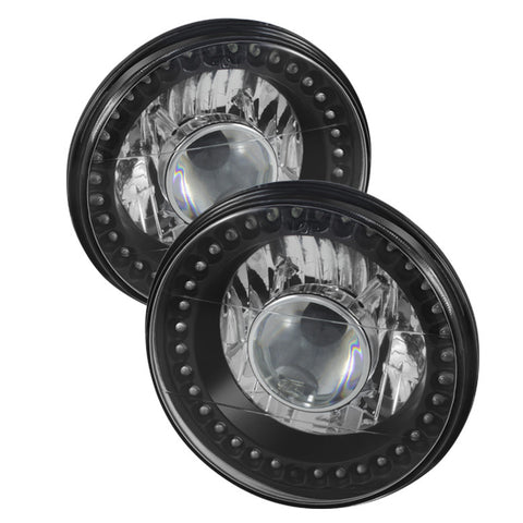 Universal 7 Inch Round Projector Headlights W/LED - Black