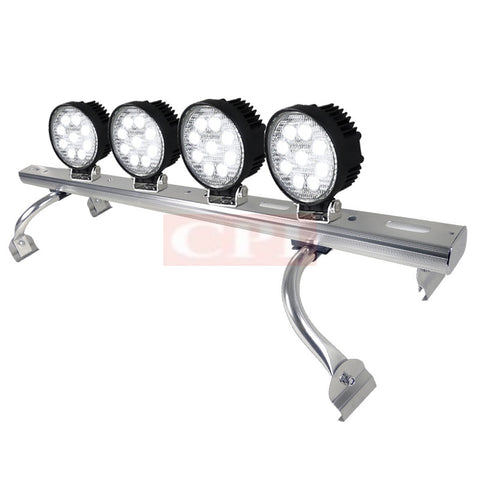 All Universal All All 44" To 60 " Adjustable Light Roof Rack+ 9 Led Round Work Light X 4