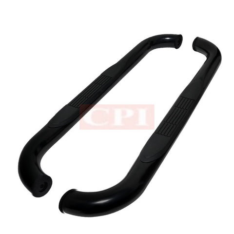 CHEVY 88-98 CHEVY C10 3 INCHES ROUND SIDE STEP BAR - BLACK - REGULAR CAB    1988,1989,1990,1991,1992,1993,1994,1995,1996,1997,1998