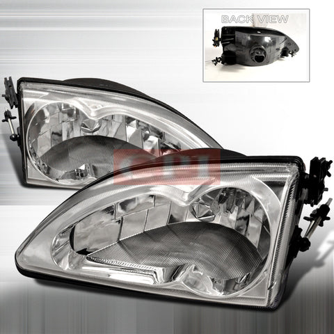 FORD 94-98 FORD MUSTANG - CHROME HEAD LIGHTS/ LAMPS - WING JET   1 SET RH & LH 1994,1995,1996,1997,1998