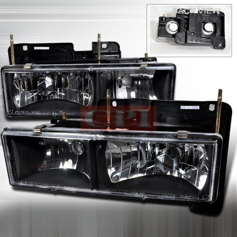 Chevy 88-98 Chevy C10 Halo Projector Headlights With Led Black