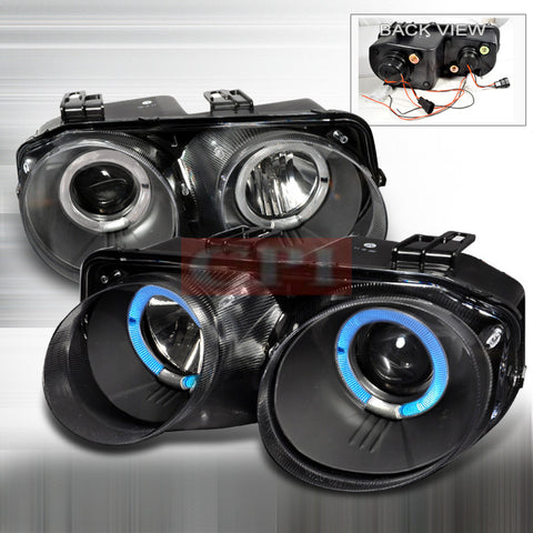 ACURA 98-01 ACURA INTEGRA - BLACK DUAL HALO PROJECTOR HEAD LIGHTS/ LAMPS -   1 SET RH & LH 1998,1999,2000,2001