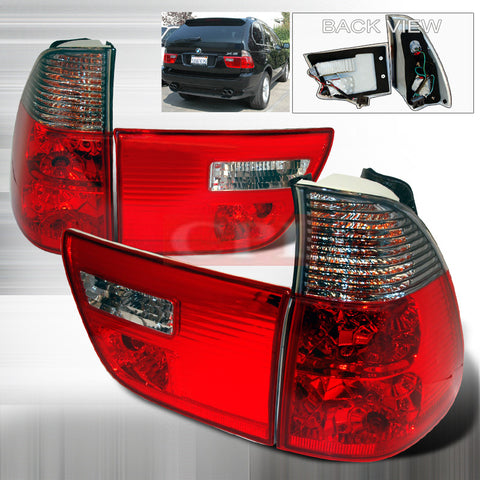 Bmw 2000-2005 Bmw X5 Tail Lights /Lamps - Red/Clear-b