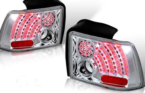 99-04 FORD MUSTANG LED TAIL LIGHT- CHROME/CLEAR performance