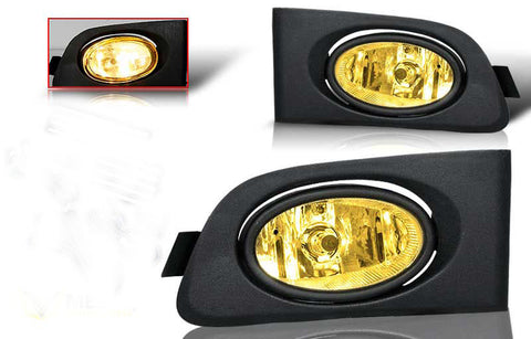 01-03 honda civic 2/4 dr oem style fog light - yellow (wiring kit included) performance